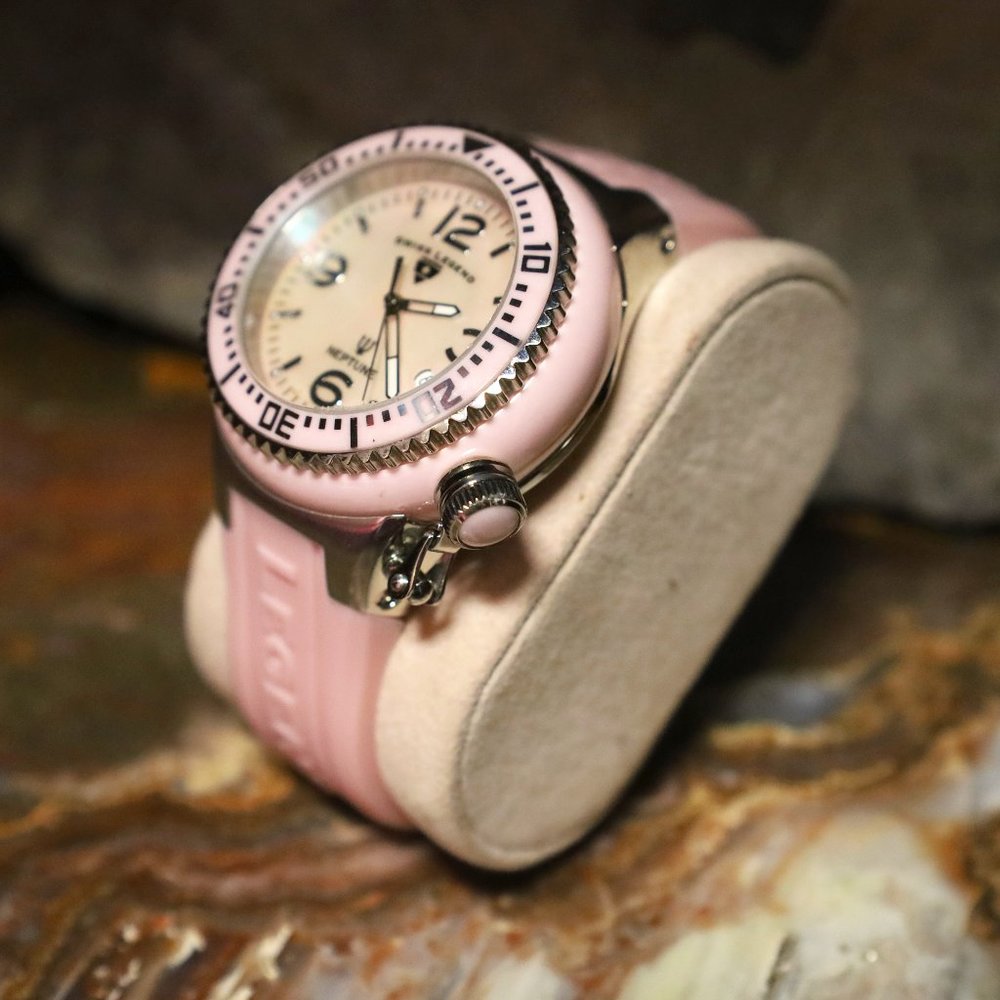 Swiss Legend Neptune Watch | Rare Pink Ceramic Unisex Watch (Needs Battery)